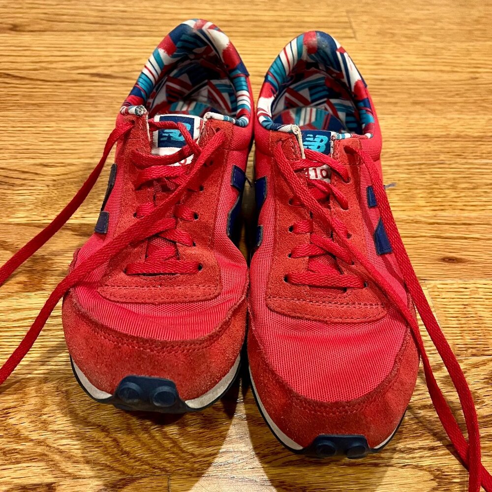 Red and blue lifestyle sneakers